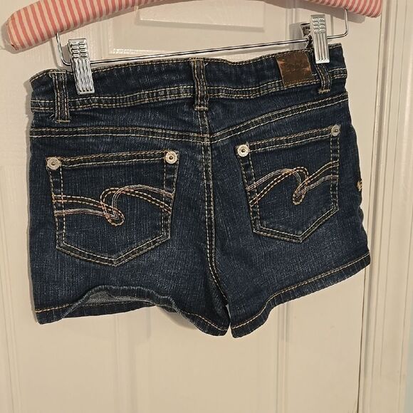 Dark Blue Denim Shorts with Heart Detail - Picture 6 of 9